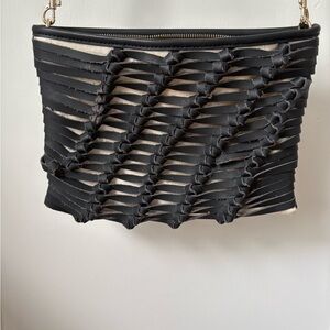 Vince Camuto Black Woven Crossbody Bag